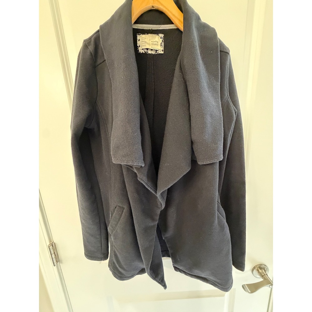 Saturday Sunday Anthropologie Black Open Front Draped Cardigan Jacket Small
